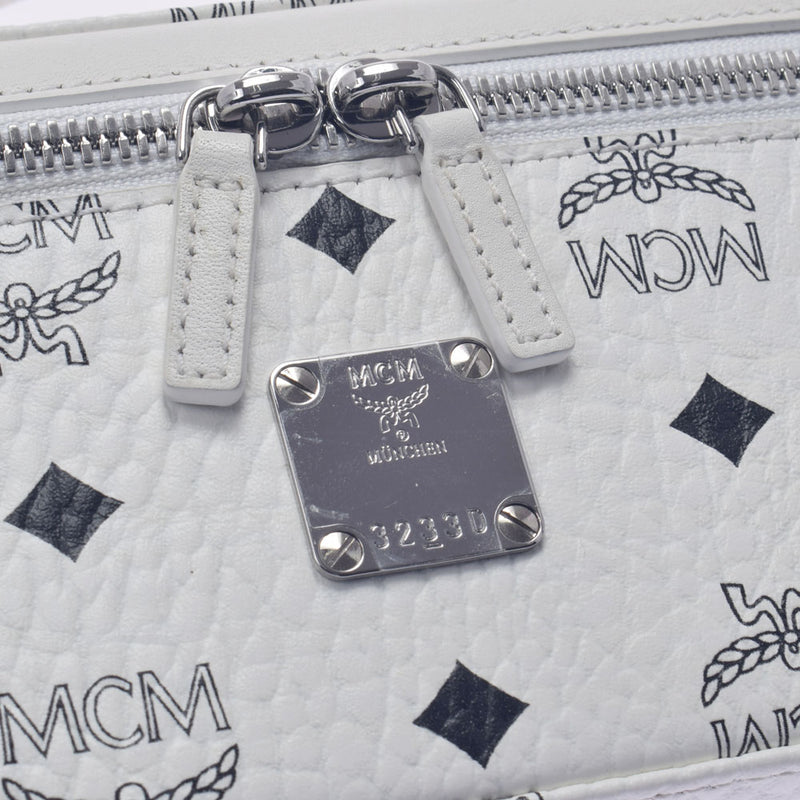 MCM MSI EM Vanity Bag White Ladies皮革2way Bag A等级使用Ginzo