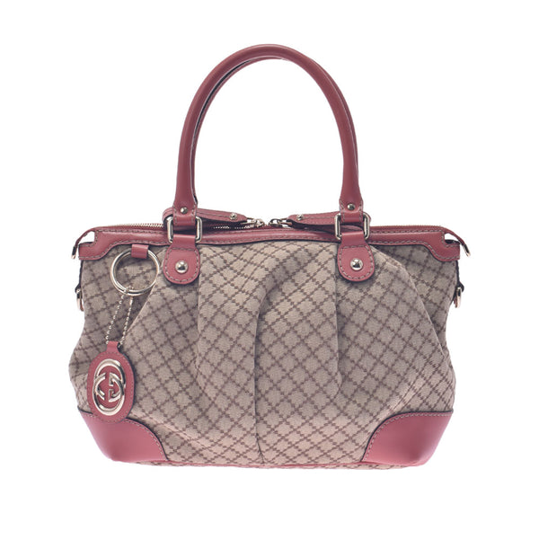 GUCCI Gucci Diamanto Sukye 2WAY Beige/Pink Beige 247902 Ladies Canvas/Leather Handbag A Rank Used Ginzo