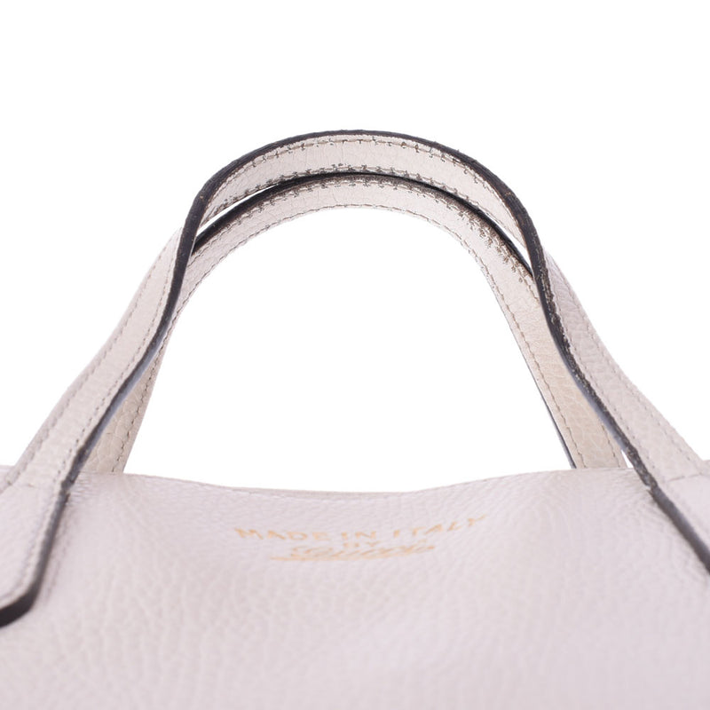 GUCCI Gucci 2WAY White 368824 Ladies Calf Tote Bag B Rank used Ginzo