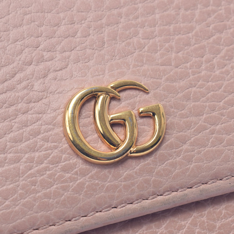 GUCCI グッチ GGマーモント コンパクトウォレット ピンクベージュ ゴールド金具 456122 レディース レザー 二つ折り財布 Bランク 中古 銀蔵