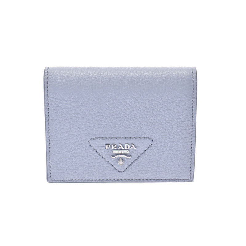 Prada Prada紧凑型钱包灰色女士皮革Bi -fold Callet A等级用Ginzo