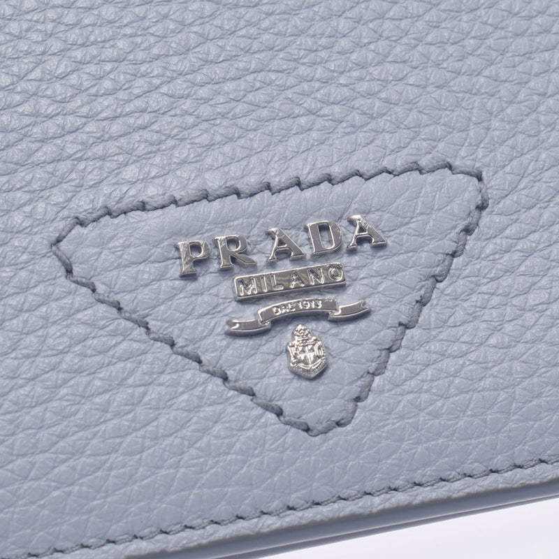 PRADA プラダ コンパクトウォレット グレー レディース レザー 二つ折り財布 Aランク 中古 銀蔵