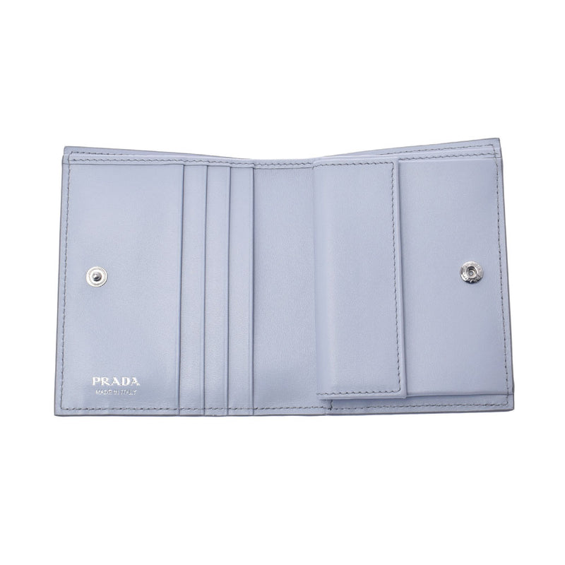 Prada Prada紧凑型钱包灰色女士皮革Bi -fold Callet A等级用Ginzo