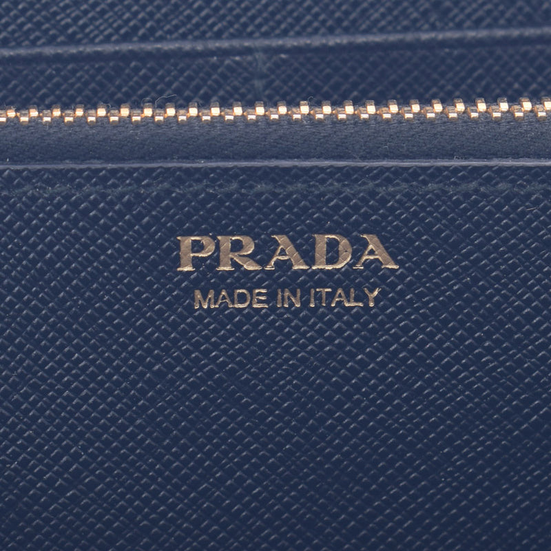 PRADA Prada Trading Case Black Gold Bracket 1mL188 Unisex Safiano Long Wallet B Rank Used Ginzo