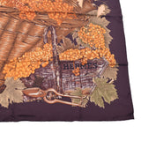 HERMES Hermes Care 90 grape harvest tea Ladies Silk 100 % Scarf A Rank used Ginzo