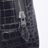 HERMES Hermes Plum Elan Graphite Silver Bracket □ F engraved (around 2002) Ladies Porosus Handbag AB Rank Used Ginzo