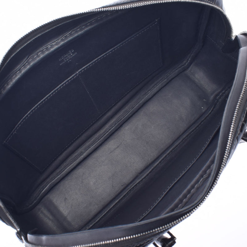 HERMES Hermes Plum Elan Graphite Silver Bracket □ F engraved (around 2002) Ladies Porosus Handbag AB Rank Used Ginzo