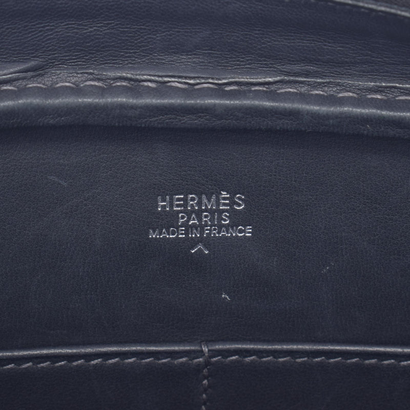 HERMES Hermes Plum Elan Graphite Silver Bracket □ F engraved (around 2002) Ladies Porosus Handbag AB Rank Used Ginzo