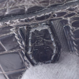 HERMES Hermes Plum Elan Graphite Silver Bracket □ F engraved (around 2002) Ladies Porosus Handbag AB Rank Used Ginzo