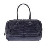 HERMES Hermes Plum Elan Graphite Silver Bracket □ F engraved (around 2002) Ladies Porosus Handbag AB Rank Used Ginzo