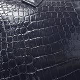 HERMES Hermes Prium Elan Black Gold Bracket □ E engraved (around 2001) Ladies Porosus Handbag AB Rank Used Ginzo