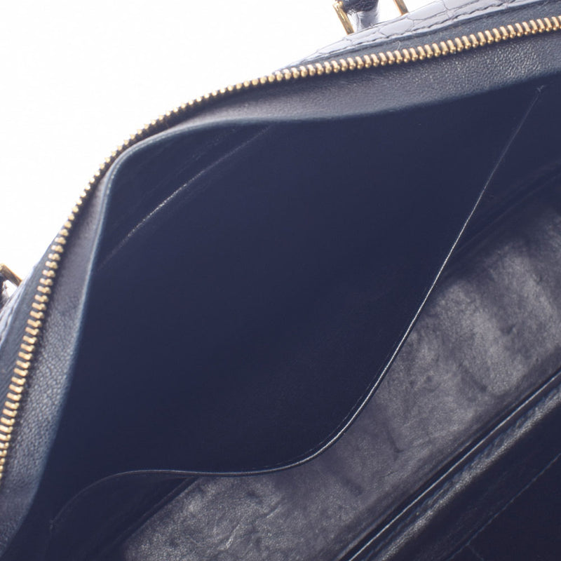 HERMES Hermes Prium Elan Black Gold Bracket □ E engraved (around 2001) Ladies Porosus Handbag AB Rank Used Ginzo