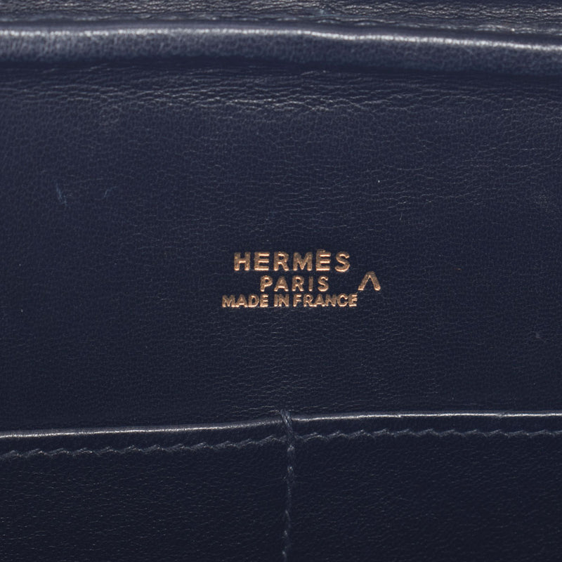 HERMES Hermes Prium Elan Black Gold Bracket □ E engraved (around 2001) Ladies Porosus Handbag AB Rank Used Ginzo