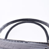 HERMES Hermes Prium Elan Black Gold Bracket □ E engraved (around 2001) Ladies Porosus Handbag AB Rank Used Ginzo