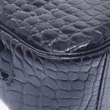 HERMES Hermes Prium Elan Black Gold Bracket □ E engraved (around 2001) Ladies Porosus Handbag AB Rank Used Ginzo