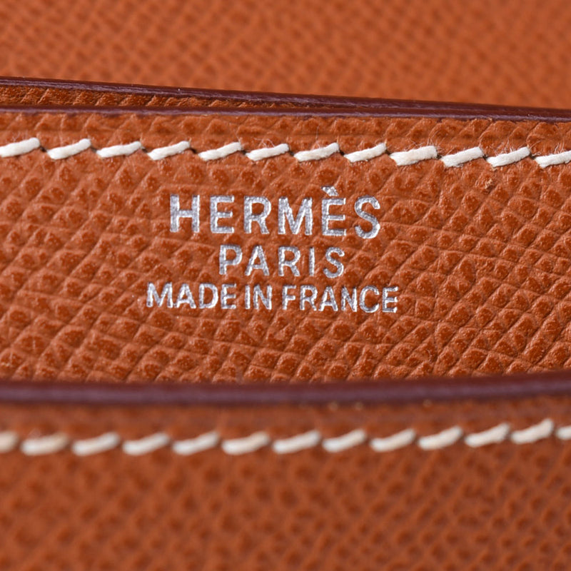 HERMES Hermes Kelly De Pesh 34 Cognac Silver Bracket □ I engraved (around 2005) Men's Vo Epson Business Bag AB Rank Used Ginzo