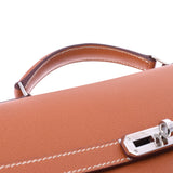 HERMES Hermes Kelly De Pesh 34 Cognac Silver Bracket □ I engraved (around 2005) Men's Vo Epson Business Bag AB Rank Used Ginzo