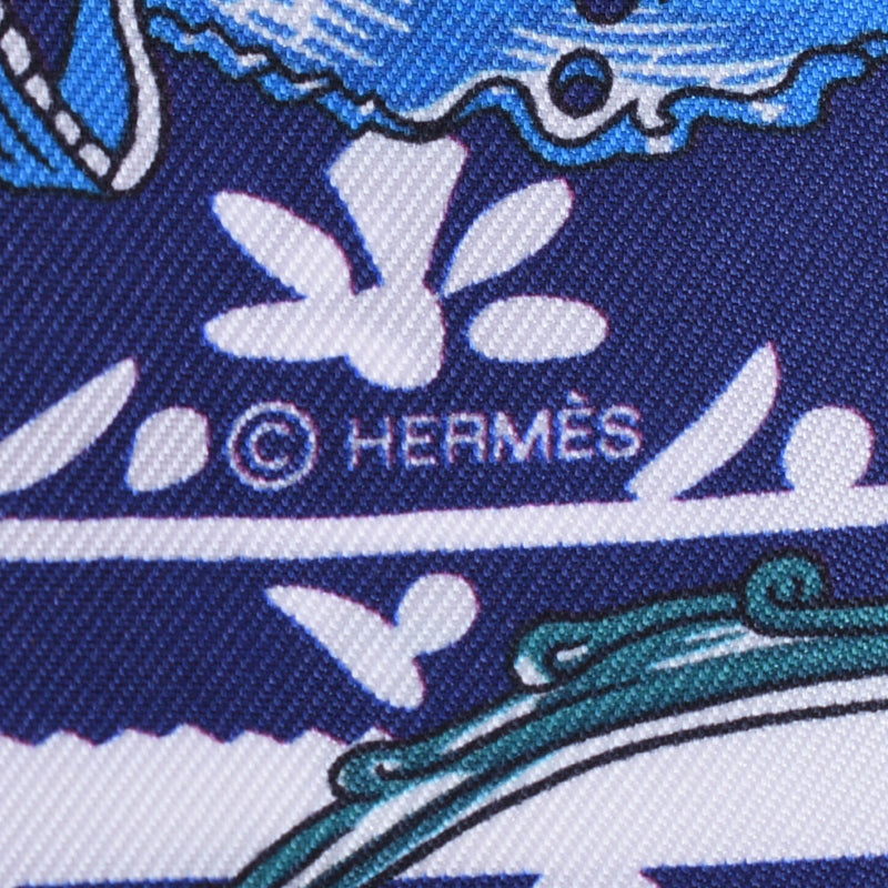 HERMES Hermes Twilly New Tag Stirrup/Remix/Remix Navy Ladies Silk 100 % Scarf AB Rank Used Ginzo