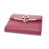 SALVATORE FERRAGAMO Ferragamo Ganchini Brigade W Hock Wallet Red Gold Bracket 22C877 Ladies Calf Born Wallet Unused Ginzo