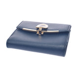 SALVATORE FERRAGAMO Ferragamo Ganchini Brigade W Hook Wallet Dark Blue Gold Gold Bracket 22C877 Unisex Calf Born Wallet Unused Ginzo