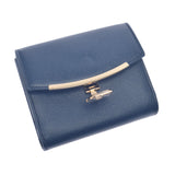 SALVATORE FERRAGAMO Ferragamo Ganchini Brigade W Hook Wallet Dark Blue Gold Gold Bracket 22C877 Unisex Calf Born Wallet Unused Ginzo