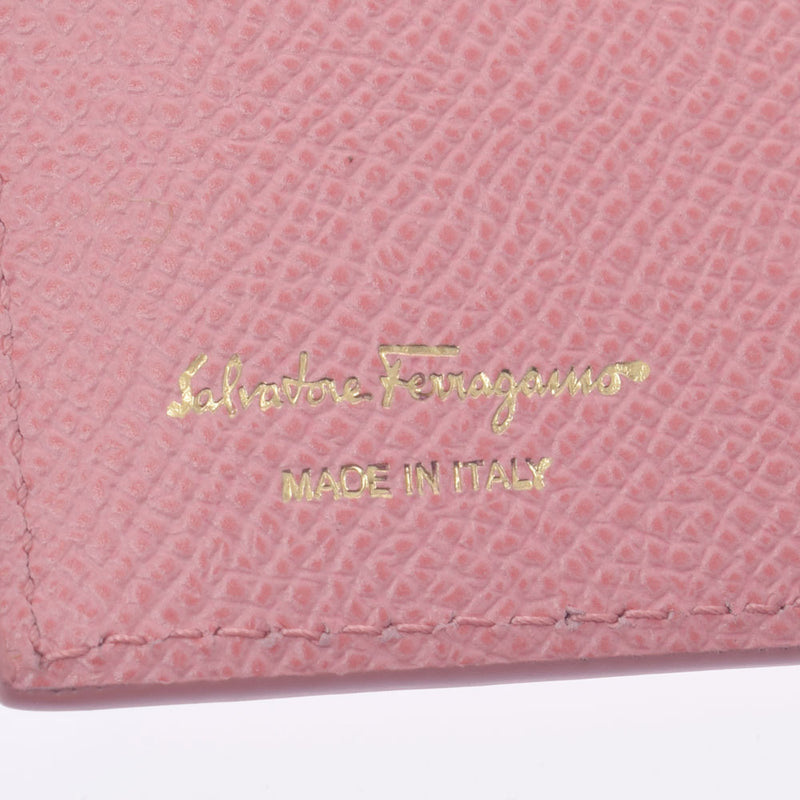 SALVATORE FERRAGAMO Ferragamo Ganchini Bracket Compact Wallet Pink Gold Bracket 22D780 Ladies Calf Bi -fold Wallet Unused Ginzo