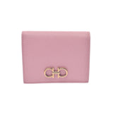 SALVATORE FERRAGAMO Ferragamo Ganchini Bracket Compact Wallet Pink Gold Bracket 22D780 Ladies Calf Bi -fold Wallet Unused Ginzo