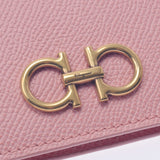 SALVATORE FERRAGAMO Ferragamo Ganchini Bracket Compact Wallet Pink Gold Bracket 22D780 Ladies Calf Bi -fold Wallet Unused Ginzo