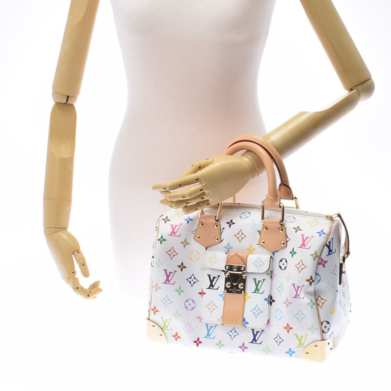 LOUIS VUITTON Monogram Multicolor Speedy 30 Handbag Bron White M92643