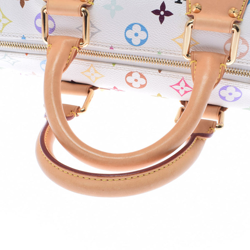 LOUIS VUITTON Speedy 30 Monogram Multicolor Satchel Bag White