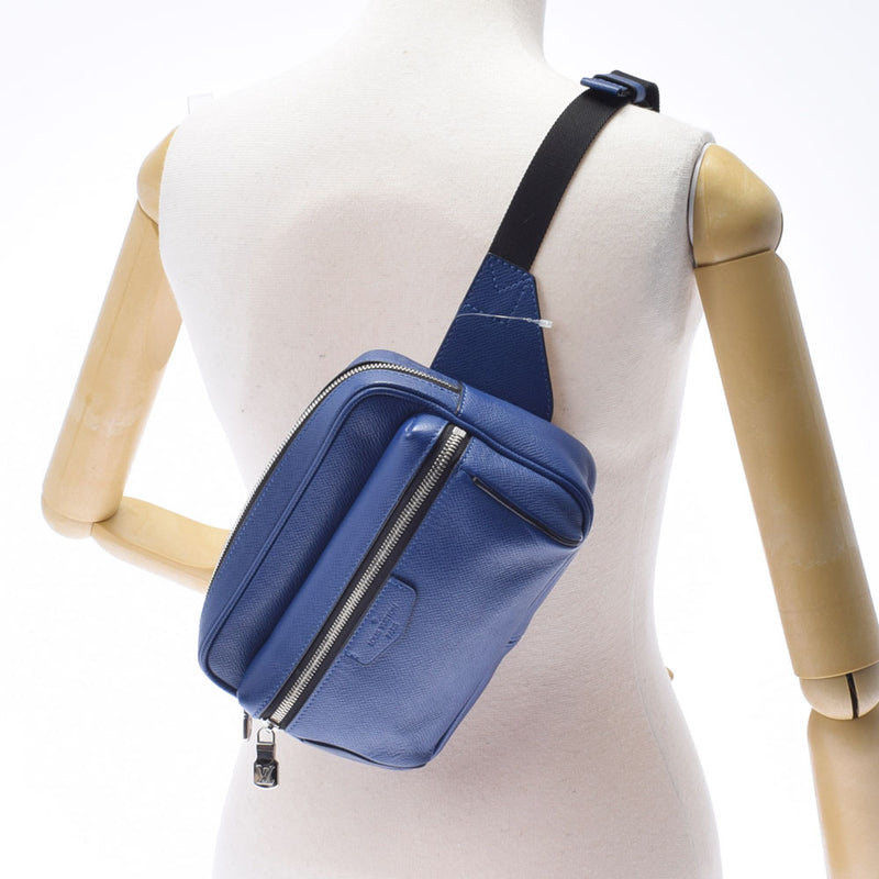 LOUIS VUITTON bam bag M33455 Bum bag outdoor Taiga blue mens Used