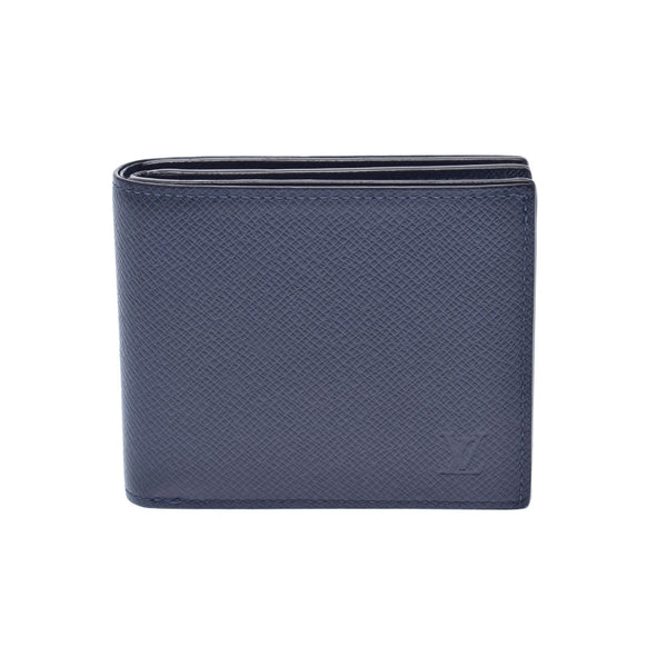 LOUIS VUITTON Louis Vuitton Taiga Portofoyilles NM Blue Marine M62046 Men's Taiga Bi -fold Wallet AB Rank Used Ginzo