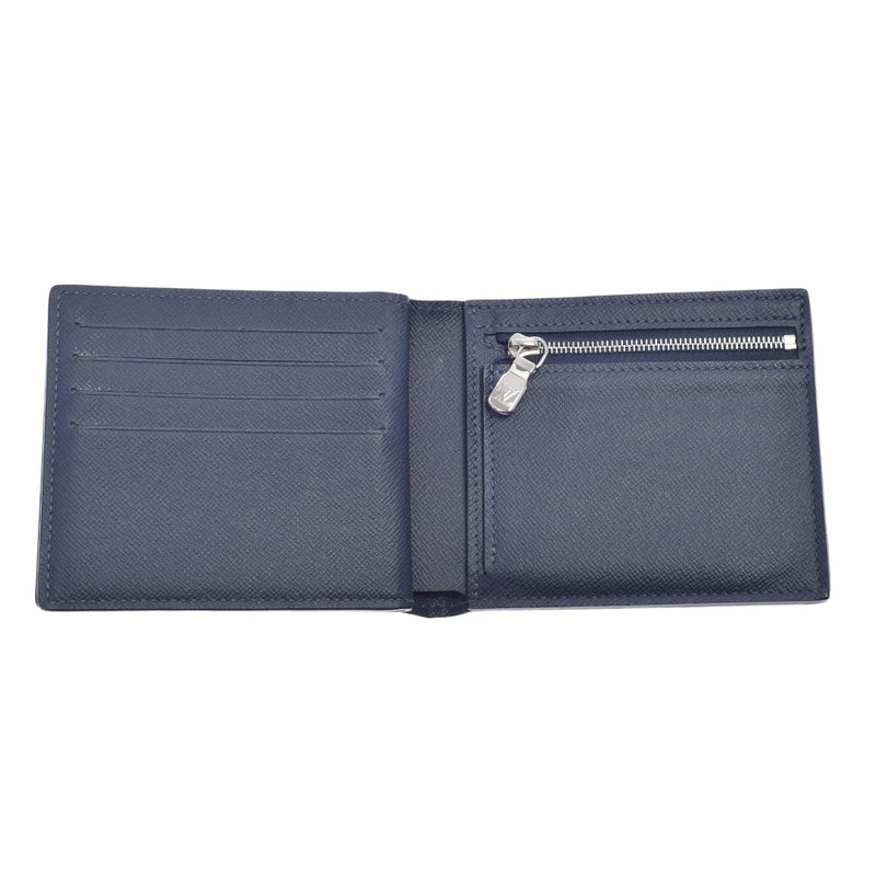 LOUIS VUITTON Louis Vuitton Taiga Portofoyilles NM Blue Marine M62046 Men's Taiga Bi -fold Wallet AB Rank Used Ginzo