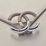 CHANEL Chanel Bicolor Chain White/Beige Silver Bracket Ladies Caviar Skin Shoulder Bag A Rank used Ginzo