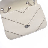 CHANEL Chanel Bicolor Chain White/Beige Silver Bracket Ladies Caviar Skin Shoulder Bag A Rank used Ginzo