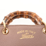 Gucci Gucci Bamboo 2way粉红色米色金色金支架368823女士小腿手袋B级使用Ginzo