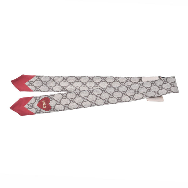 GUCCI Gucci Silk Neck Bow GG Pattern Valentine Limited Beige/Red 653020 Unisex Silk 100 % Scarf A Rank used Ginzo