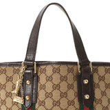 Gucci Gucci迷你手提袋米色/棕色金支架139261女士GG帆布手提包B等级二手Ginzo