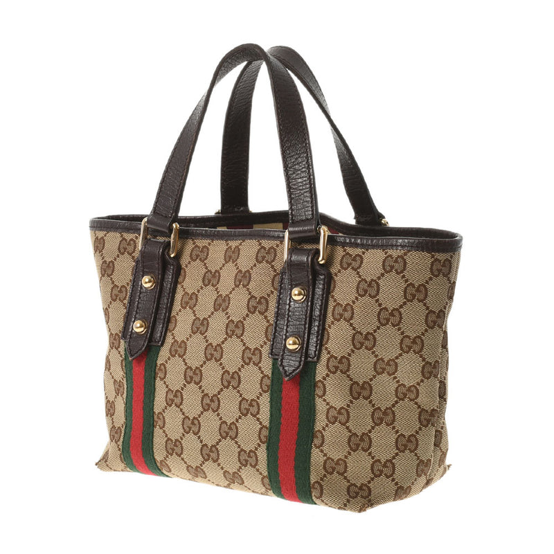 グッチミニトート ベージュ/ブラウン ゴールド金具 レディース GGキャンバス ハンドバッグ 139261 GUCCI 中古 – 銀蔵オンライン