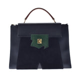 HERMES Hermes President Black/Green/Tea Gold Bracket Men's Voga River Handbag A Rank Used Ginzo