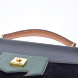 HERMES Hermes President Black/Green/Tea Gold Bracket Men's Voga River Handbag A Rank Used Ginzo