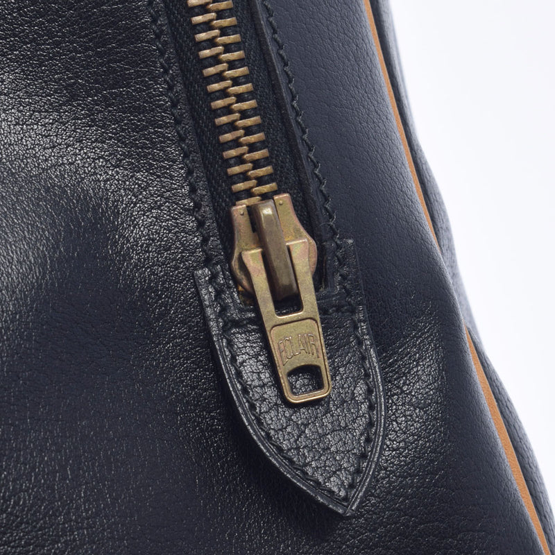 HERMES Hermes Victoria Black Gold Bracket ○ H -engraved (around 1978) Unisex Fealer Shoulder Bag AB Rank Used Ginzo