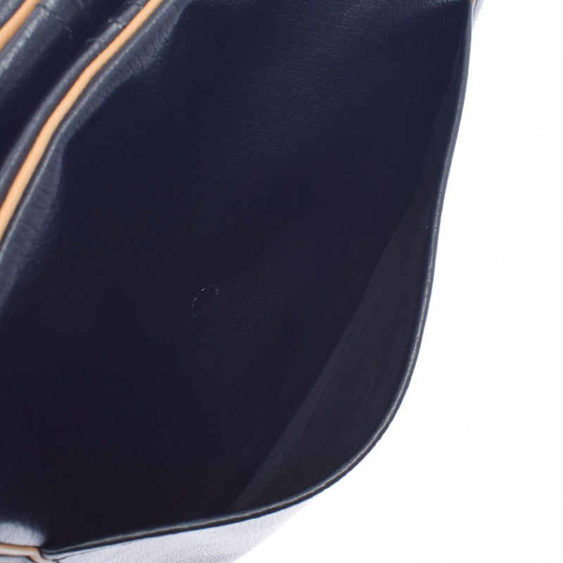 HERMES Hermes Victoria Black Gold Bracket ○ H -engraved (around 1978) Unisex Fealer Shoulder Bag AB Rank Used Ginzo