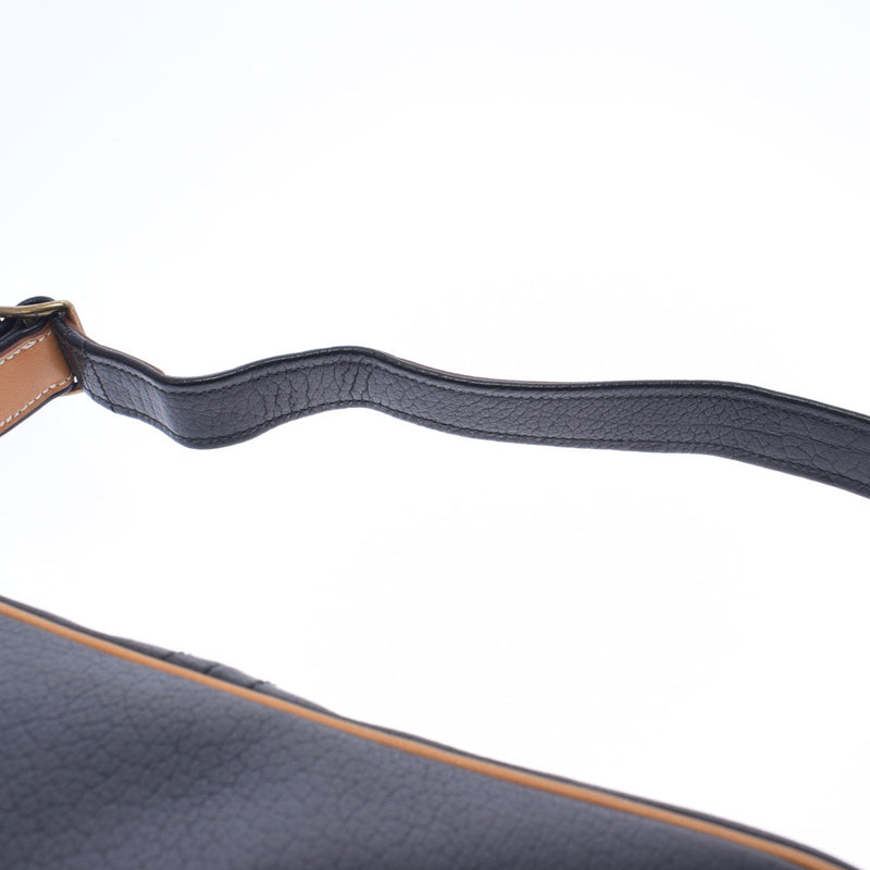 HERMES Hermes Victoria Black Gold Bracket ○ H -engraved (around 1978) Unisex Fealer Shoulder Bag AB Rank Used Ginzo