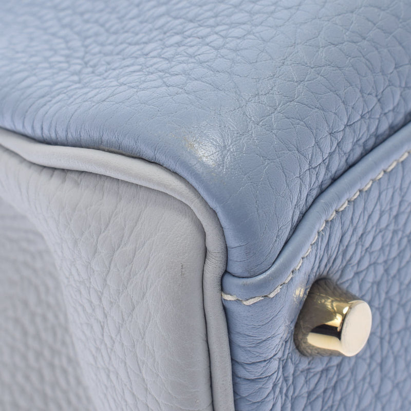 HERMES Hermes Hermes Kelly 32 Inner sewing Blue Rin/Crevet/Pearl Gray Gold Bracket □ Q -engraved (around 2013) Ladies Toryon Lemance Handbag A Rank Used Ginzo