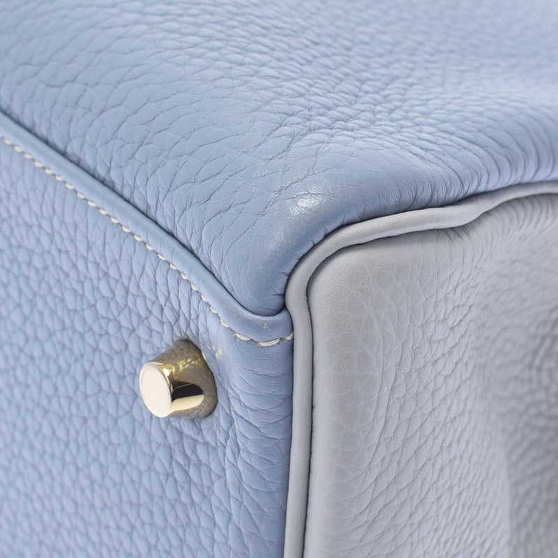 HERMES Hermes Hermes Kelly 32 Inner sewing Blue Rin/Crevet/Pearl Gray Gold Bracket □ Q -engraved (around 2013) Ladies Toryon Lemance Handbag A Rank Used Ginzo