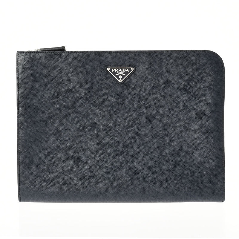 PRADA Prada second Bag Navy Unisex Safiano Clutch Bag A Rank used Ginzo