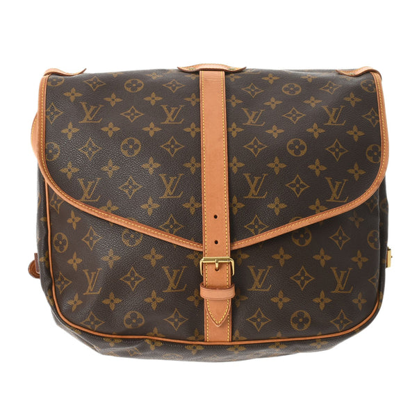 LOUIS VUITTON ルイヴィトン モノグラム ソミュール35 ブラウン M42254 ユニセックス モノグラムキャンバス ショルダーバッグ Bランク 中古 銀蔵