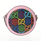 GUCCI グッチ GGサイケデリック ラウンド ピンク/黒 シルバー金具 603938 レディース PVC カーフ ショルダーバッグ 未使用 銀蔵