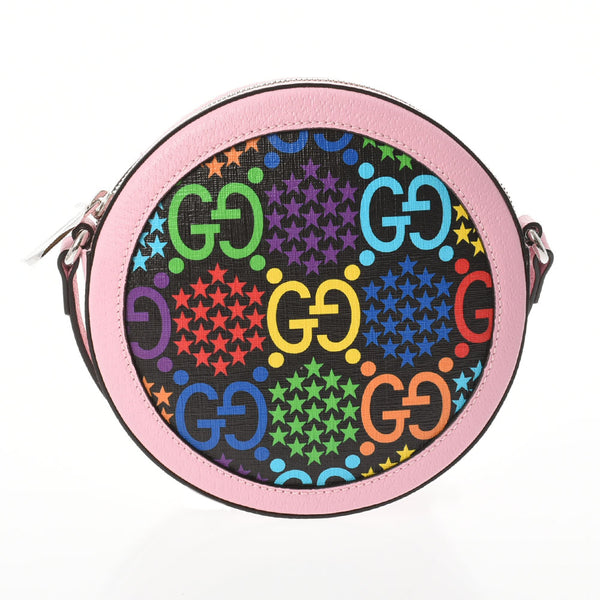 GUCCI Gucci Gucci GG Psychedelic Round Pink/Black Silver Bracket 603938 Ladies PVC Calf Shoulder Bag Unused Ginzo